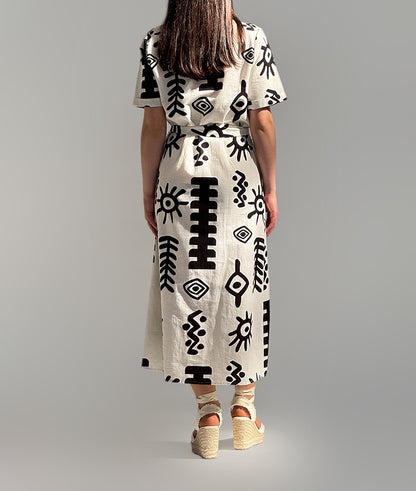 VESTIDO MIDI ESTAMPADO COM CINTO