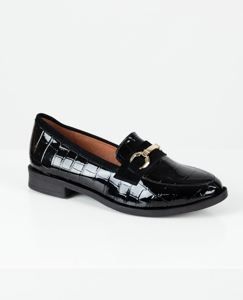 Mocassim envernizado de croco